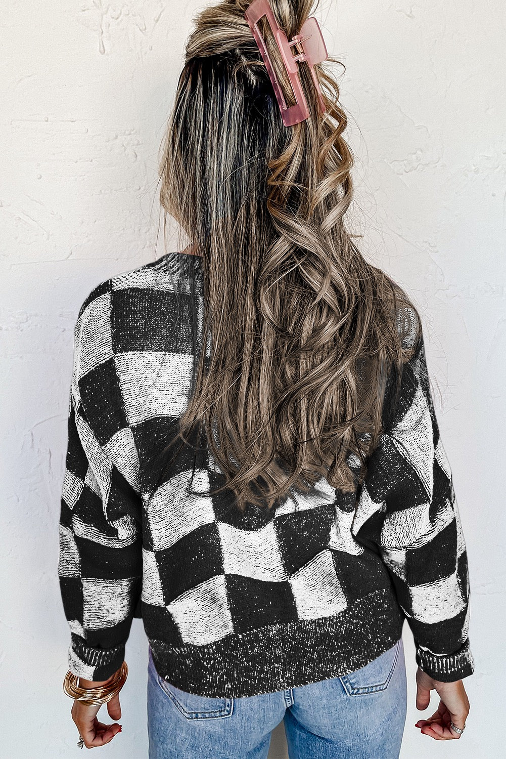 Black Checkered Cardigan