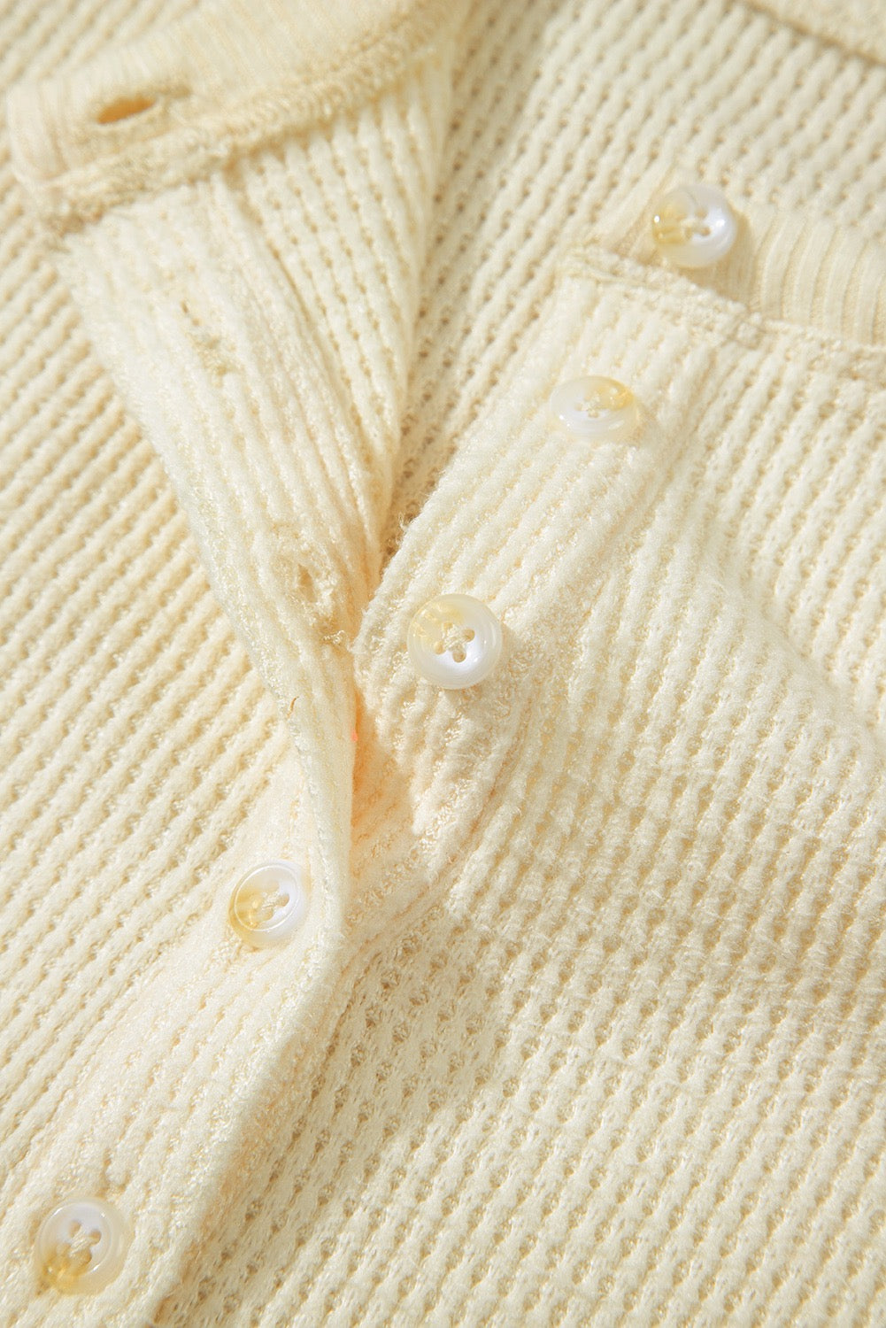 Henley Top Oatmeal Textured Knit Half Buttons