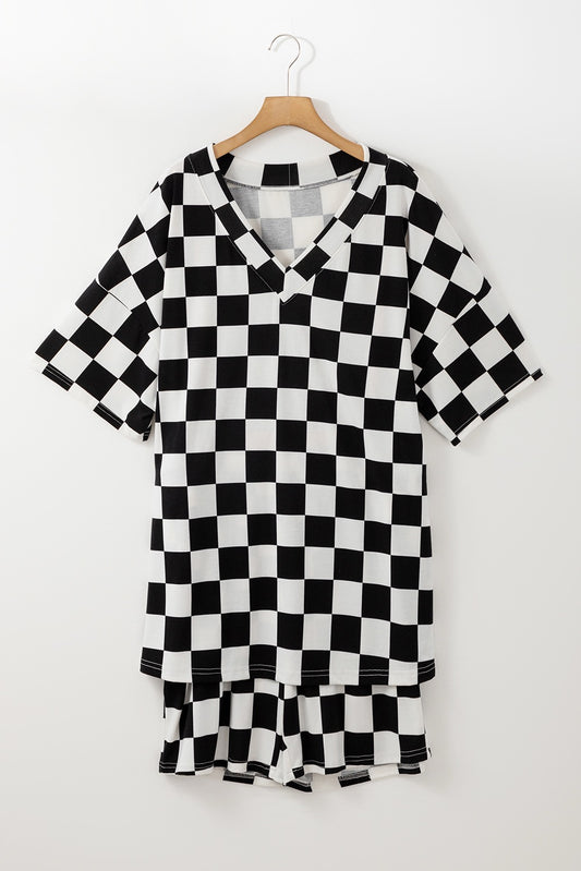 Black Check Shorts 2 Piece Set