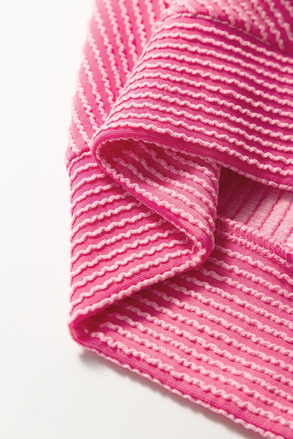 Solid Pink Corded Knit Short Sleeve T Shirt and Wide Leg Pants Set