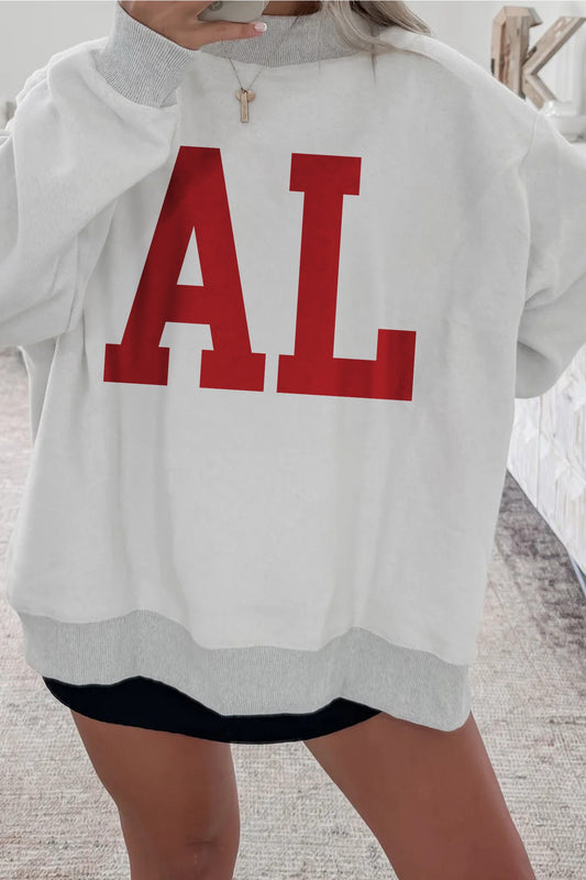 Light Grey AL Reversible Mock Neck Sweatshirt (ships 1/17)