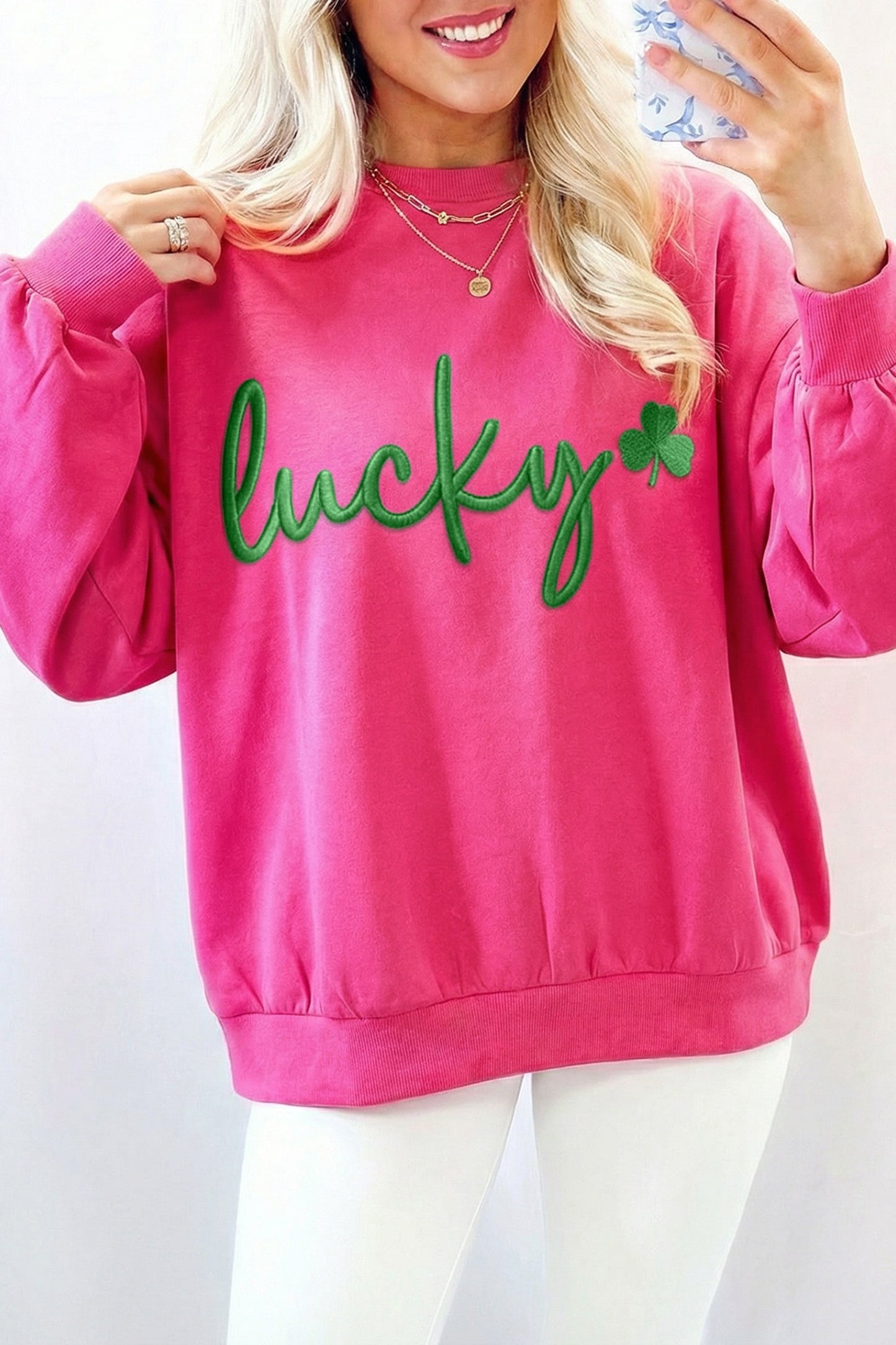 Lucky Clover Embroidered Sweatshirt