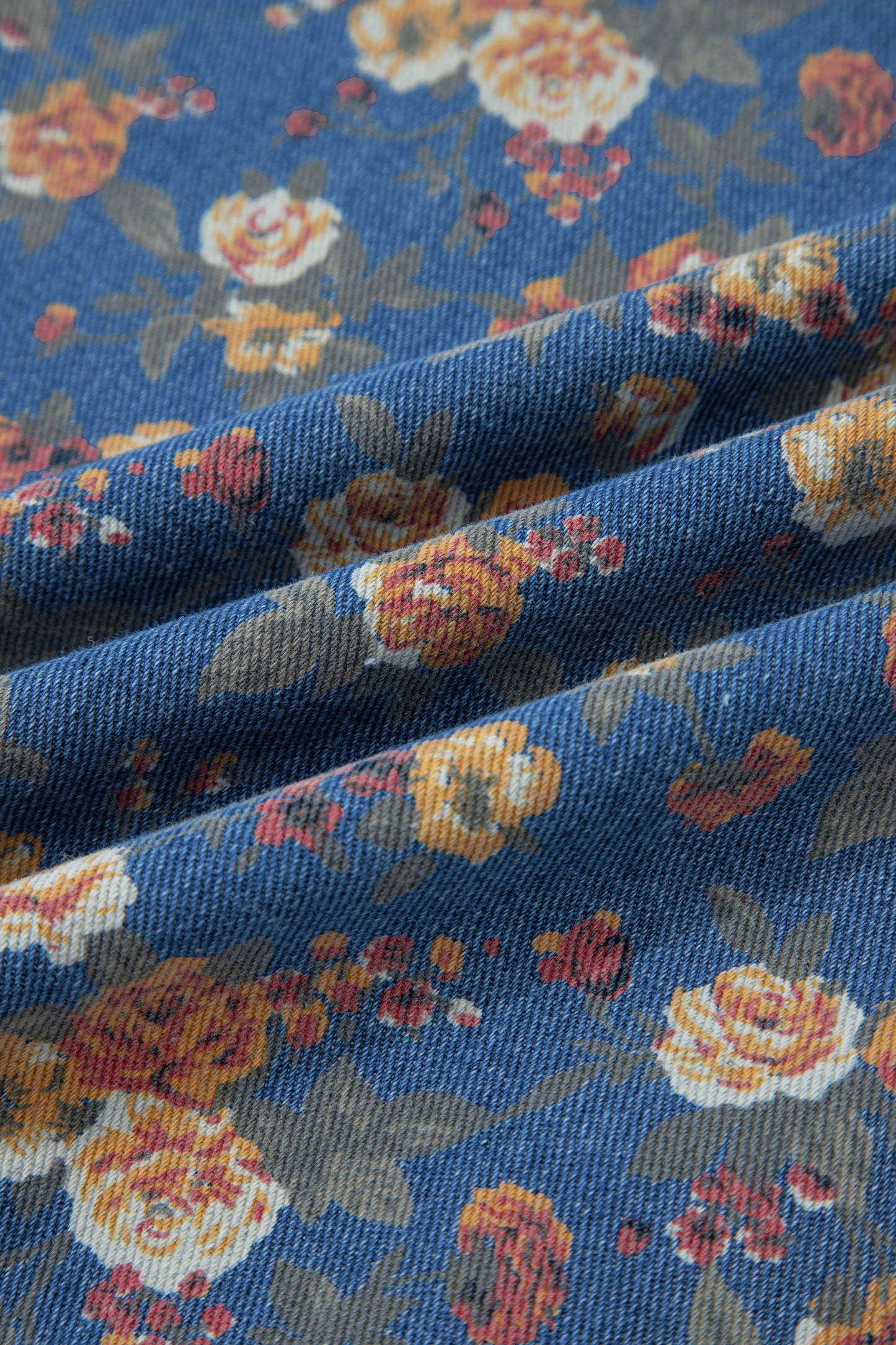 Vintage Rose Printed Pleated Loose Denim Overall (ships 4/5)