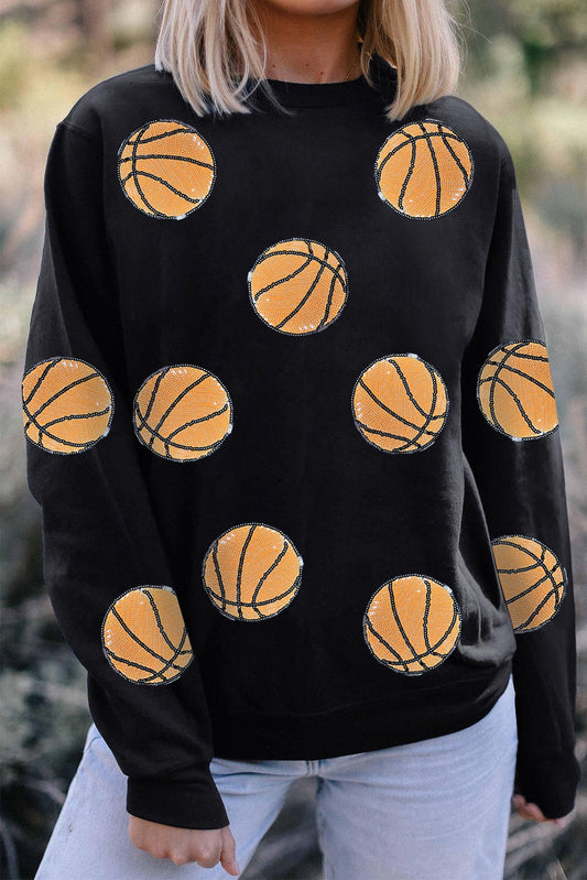 Black Basketball Sequined Sweatshirt