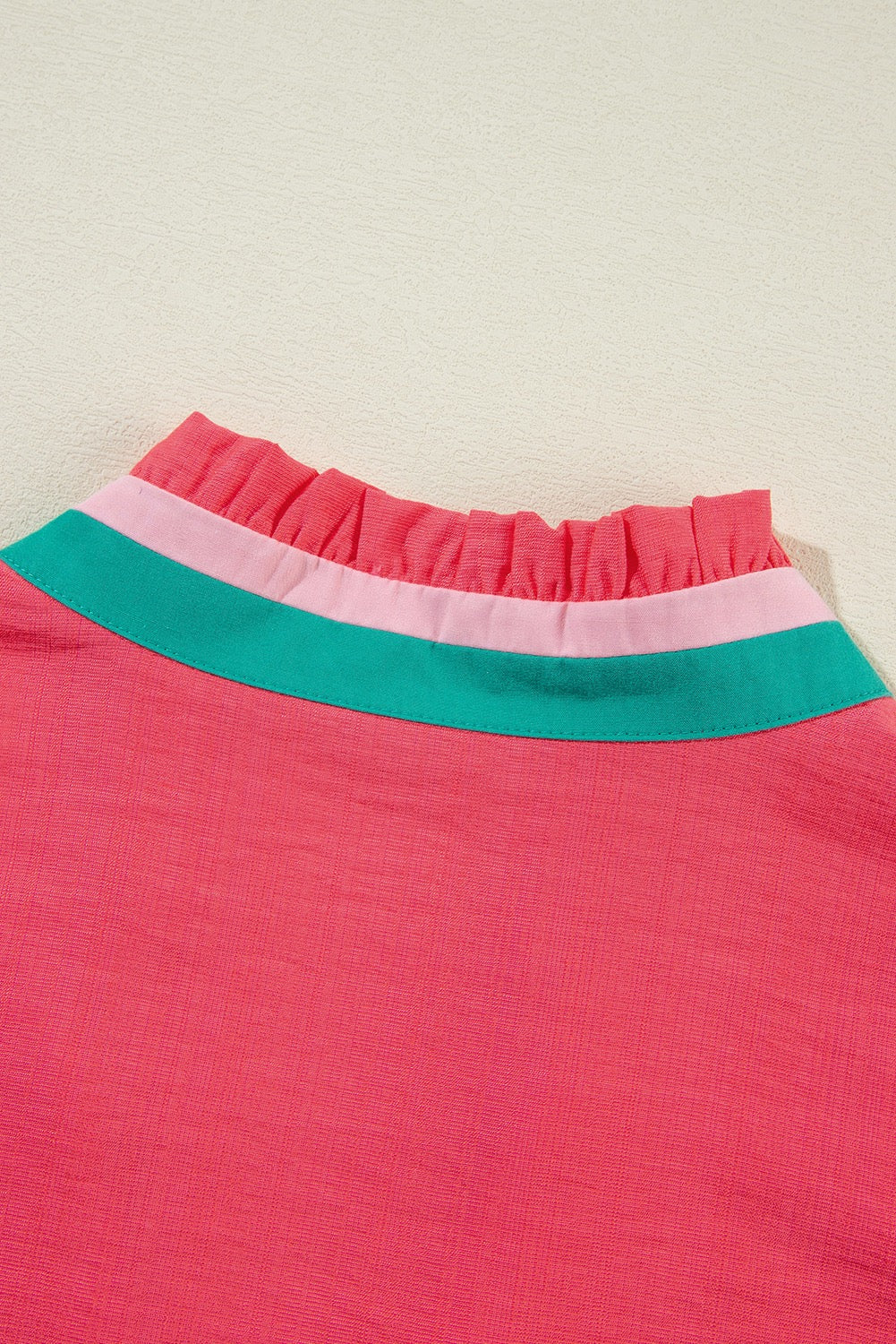 Carrott Colorful Trim Short Sleeve Blouse