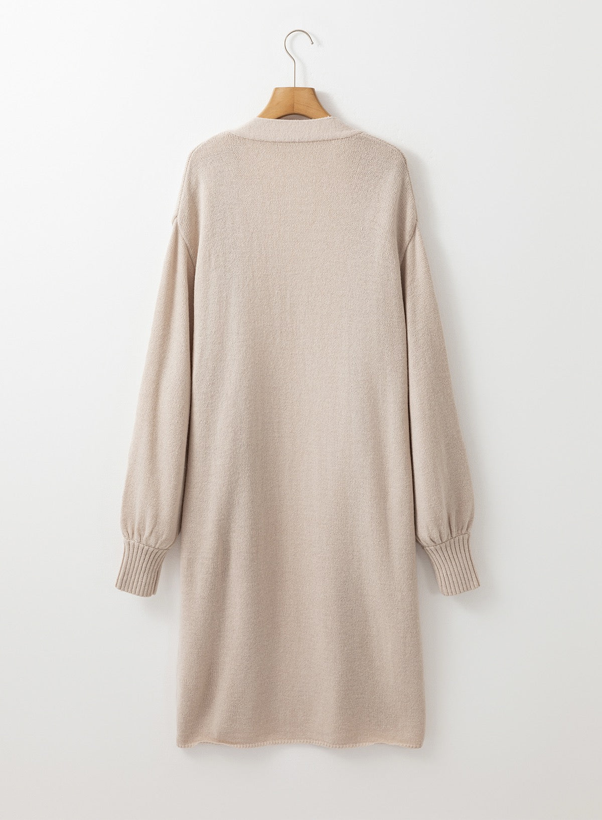 Beige Knitted Long Cardigan