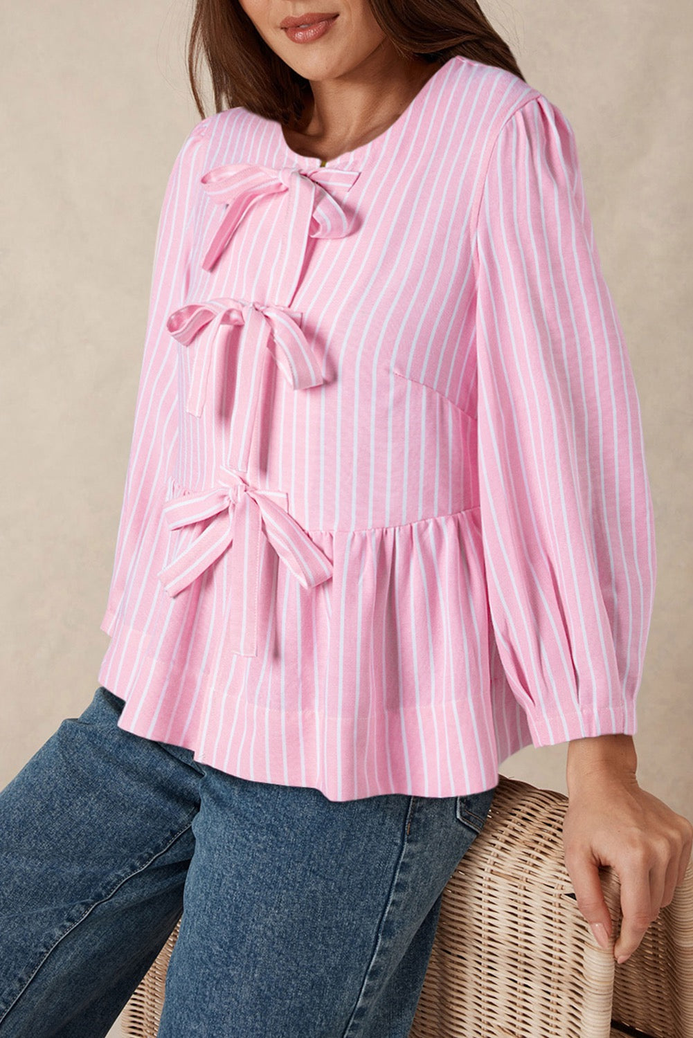 Pink and White Stripe Tie Top