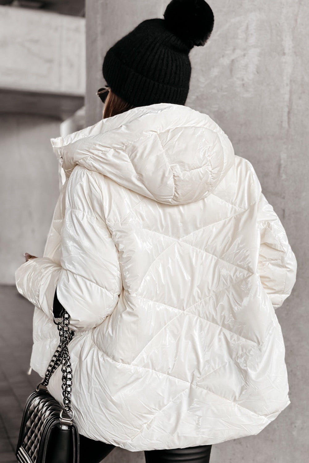 White Quilted Zip Up Puffer Coat