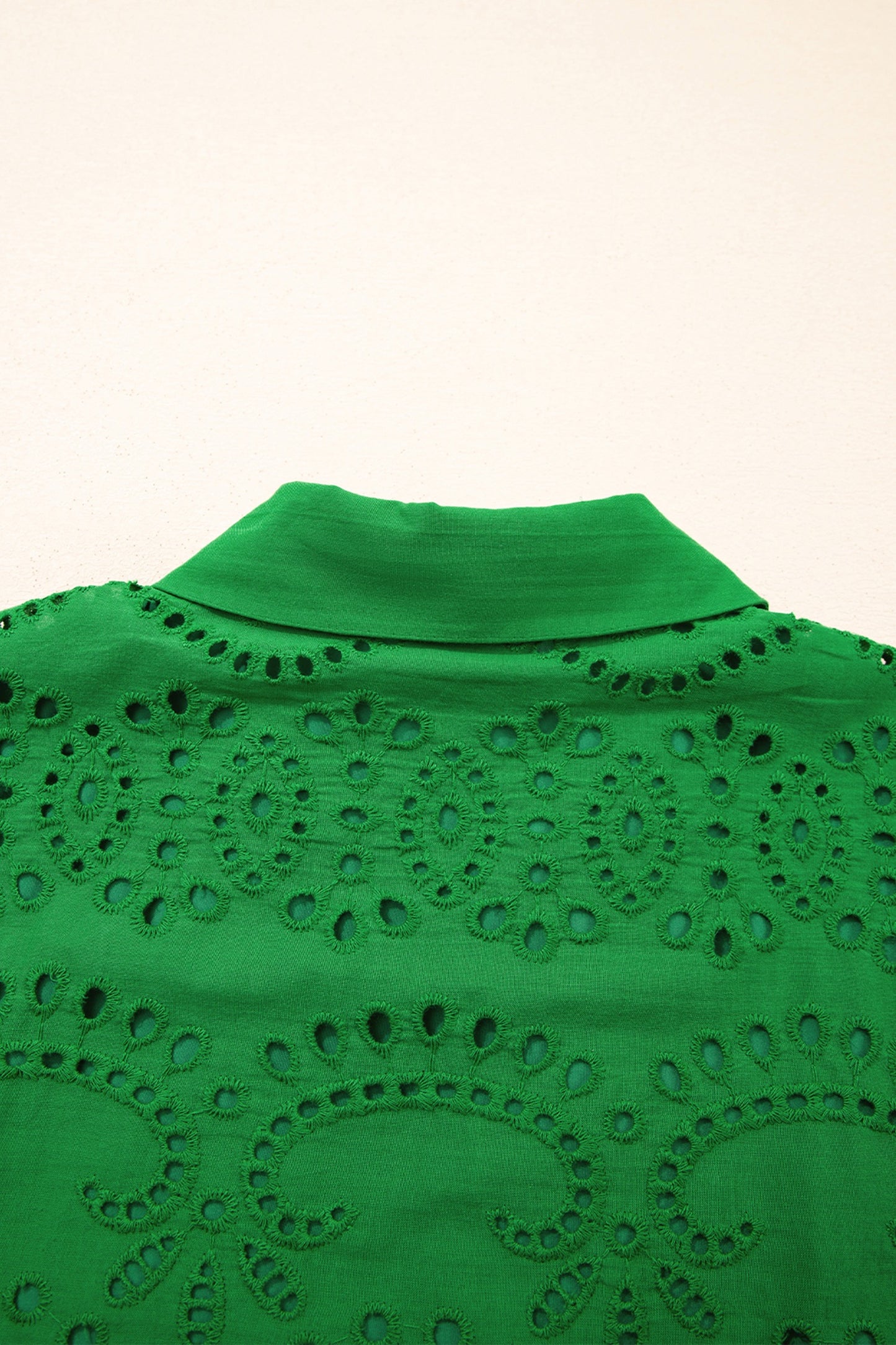 Green Eyelet Embroidered Shirt Dress
