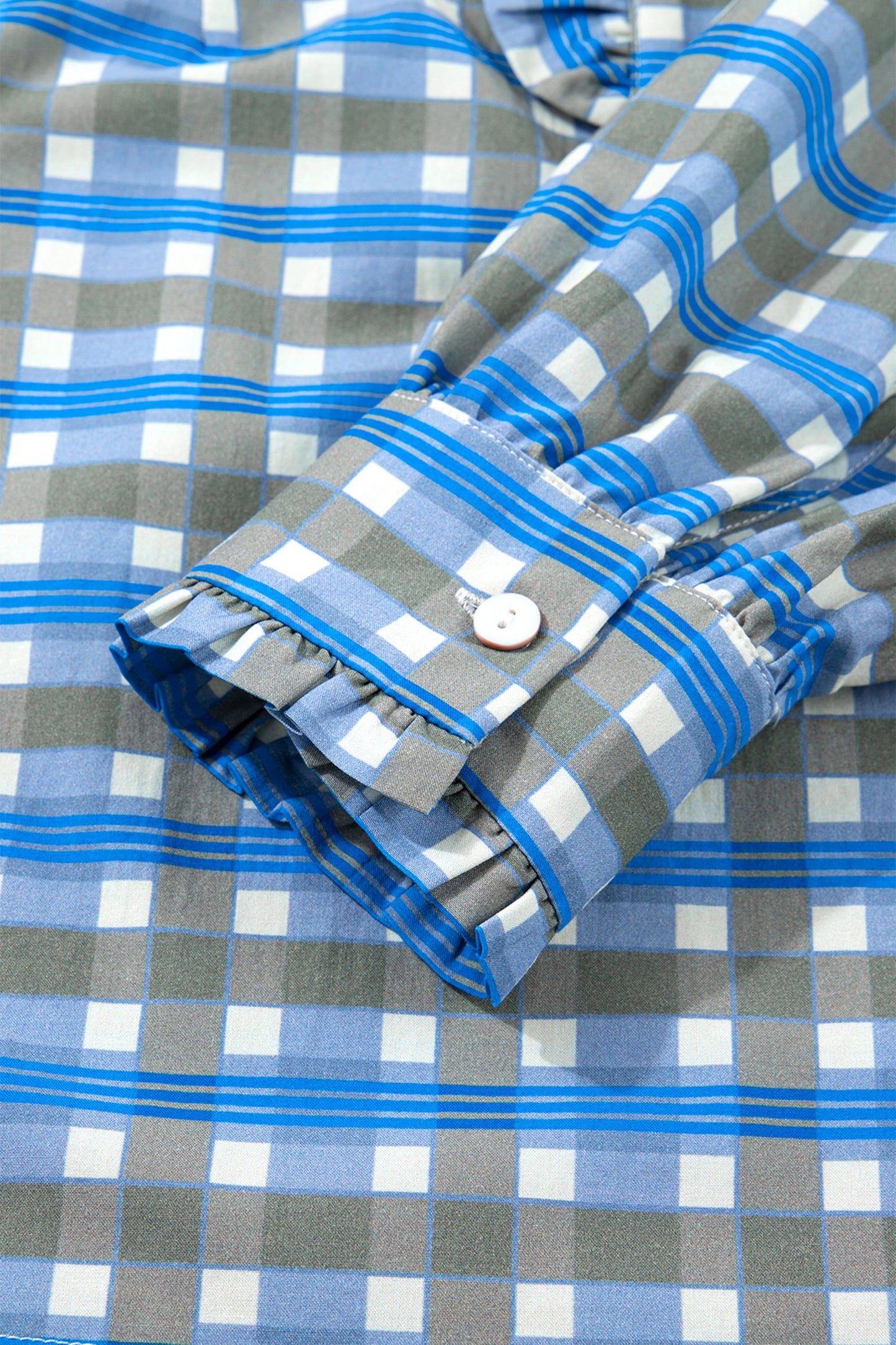 Blue Plaid Long Sleeve Top