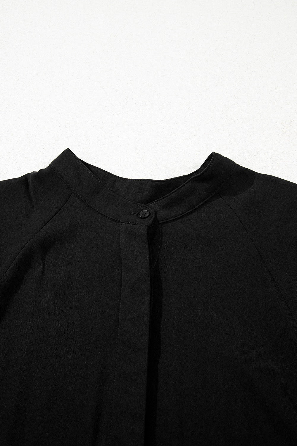 Black Hidden Buttons Short Sleeve Ruffle Tiered Long Flared Dress