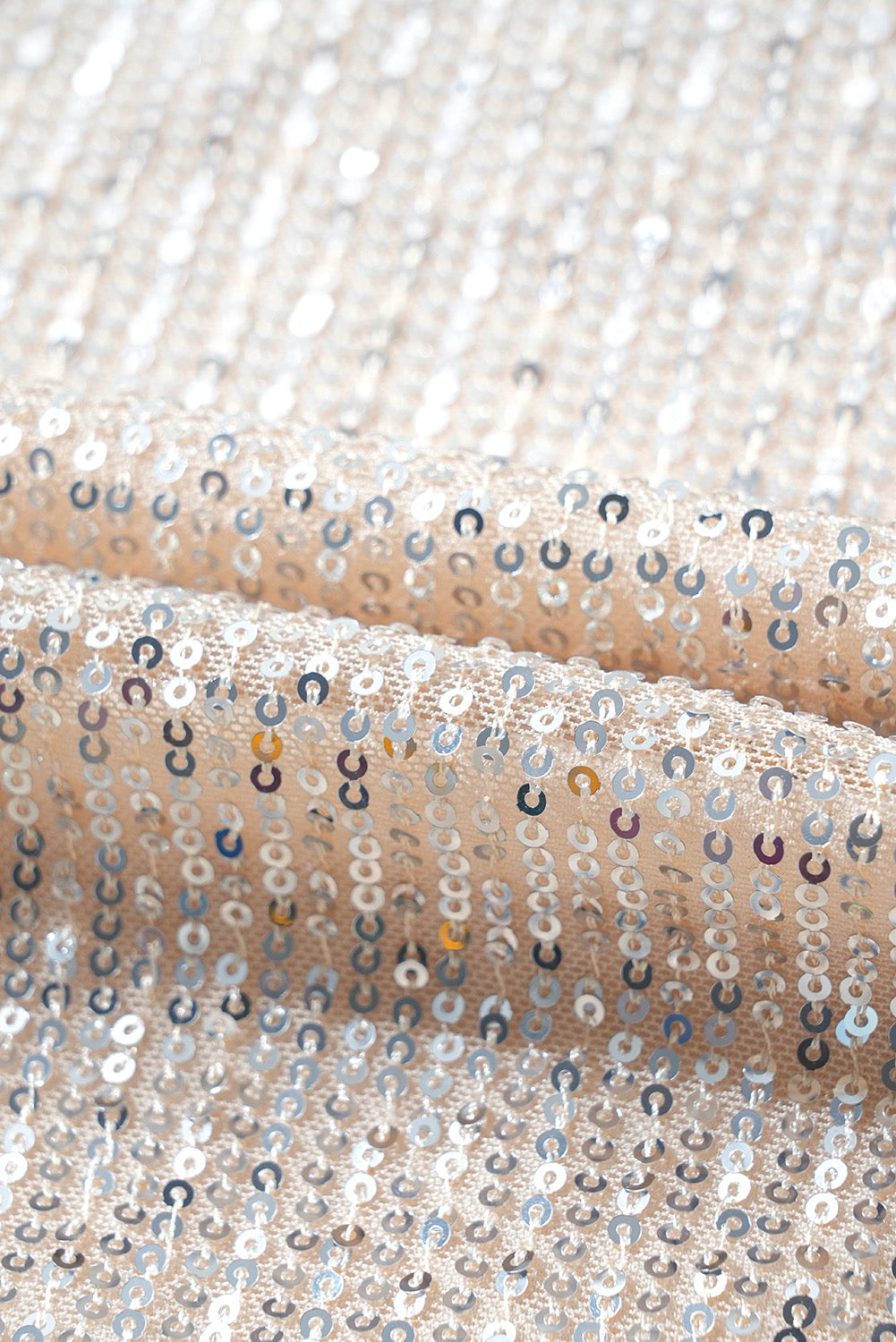Beige Sequin Zip up Jacket
