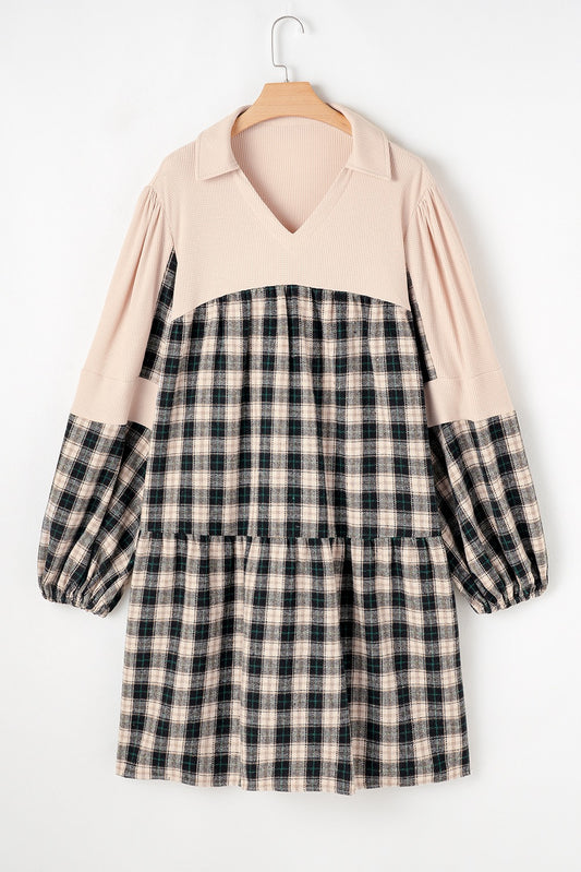 Black Plaid Knit Dress