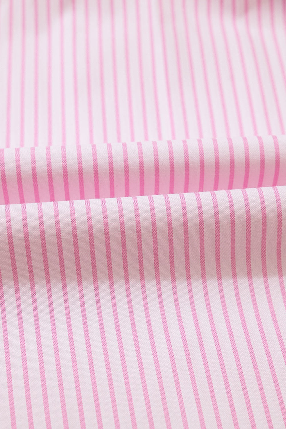 Pink Stripe Shirred Detail V Neck Puff Half Sleeve V Neck Blouse