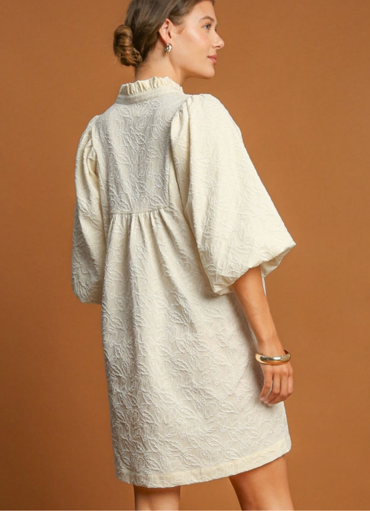 White Floral Textured Dress