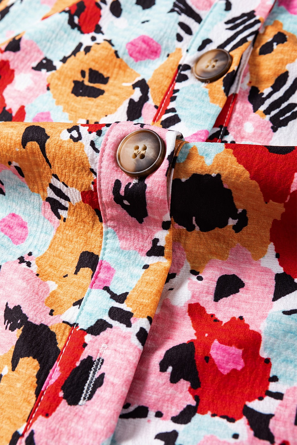 Floral High Neck Blouse with Button Back Detail