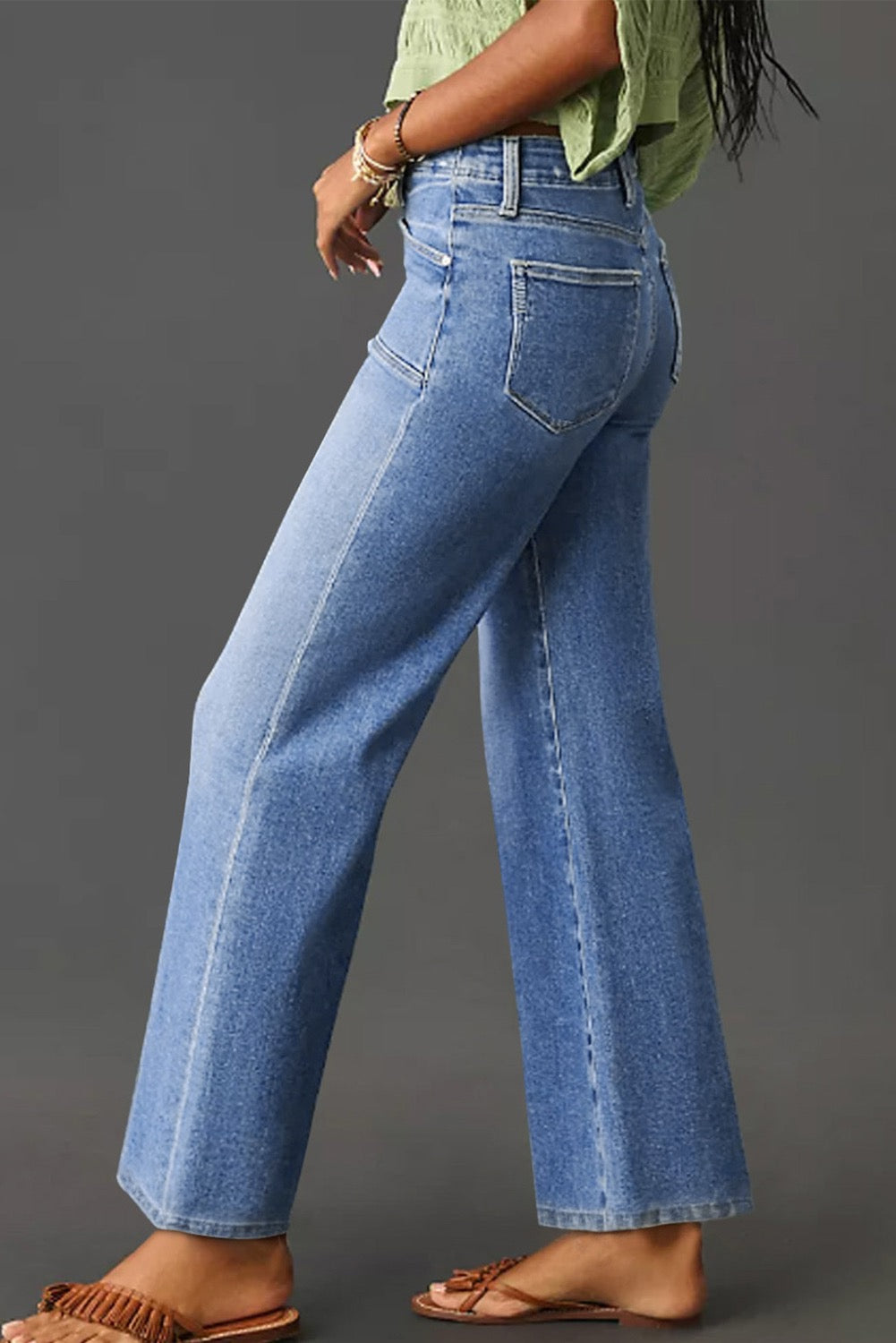 High Waist, Loose Fit, Straight Leg Cropped Jeans
