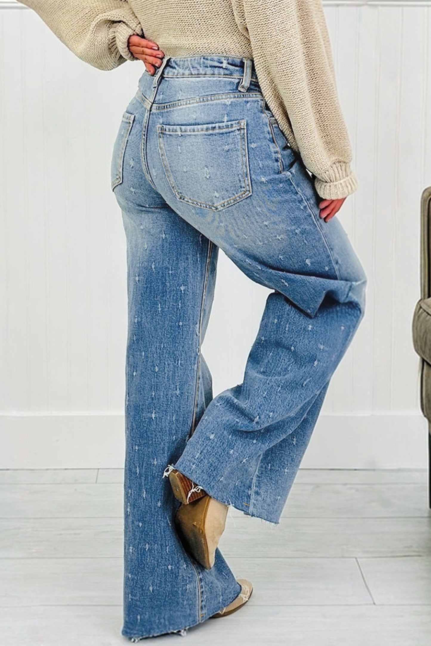 Distressed Detail Tummy Control Raw Hem