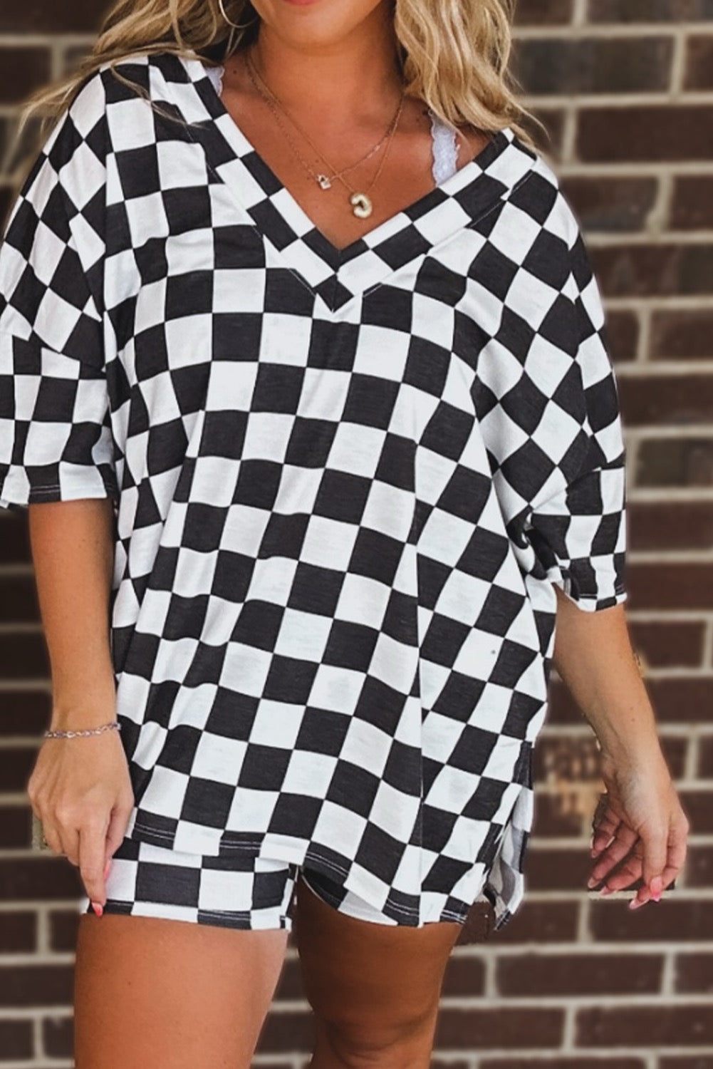 Black Check Shorts 2 Piece Set