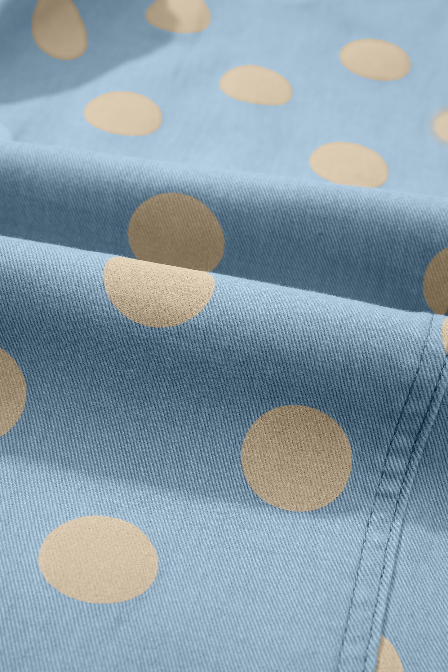 Polka Dot Print Scalloped Patch Pocket Cotton Pants