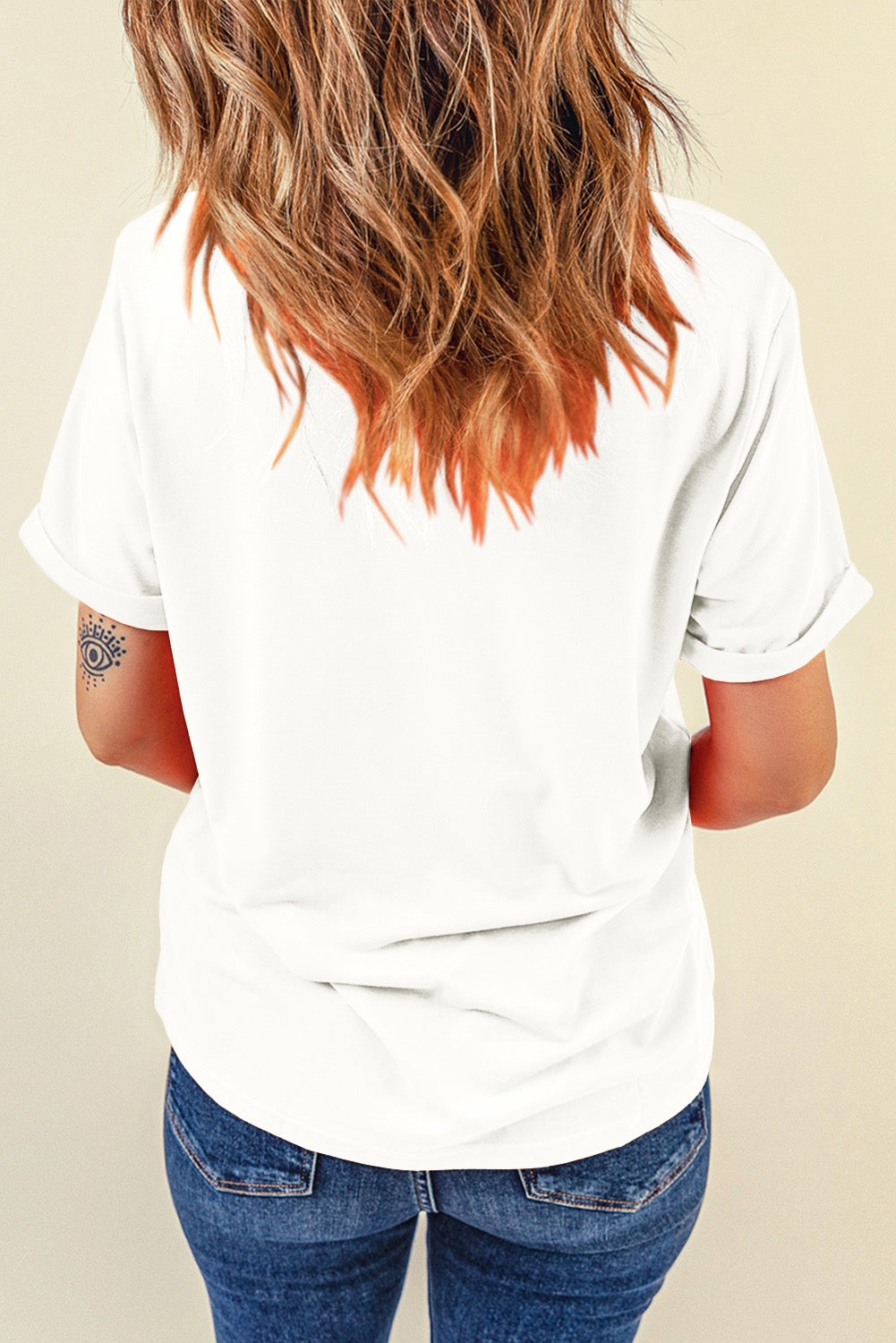 White Sequined Pumpkin Leaves Fall Vibe Graphic T Shirt
