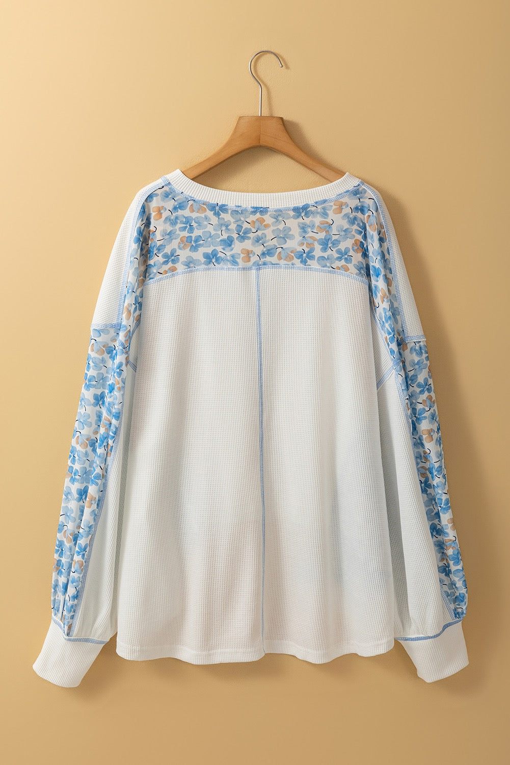 White Floral Bat Wing Sleeve Top