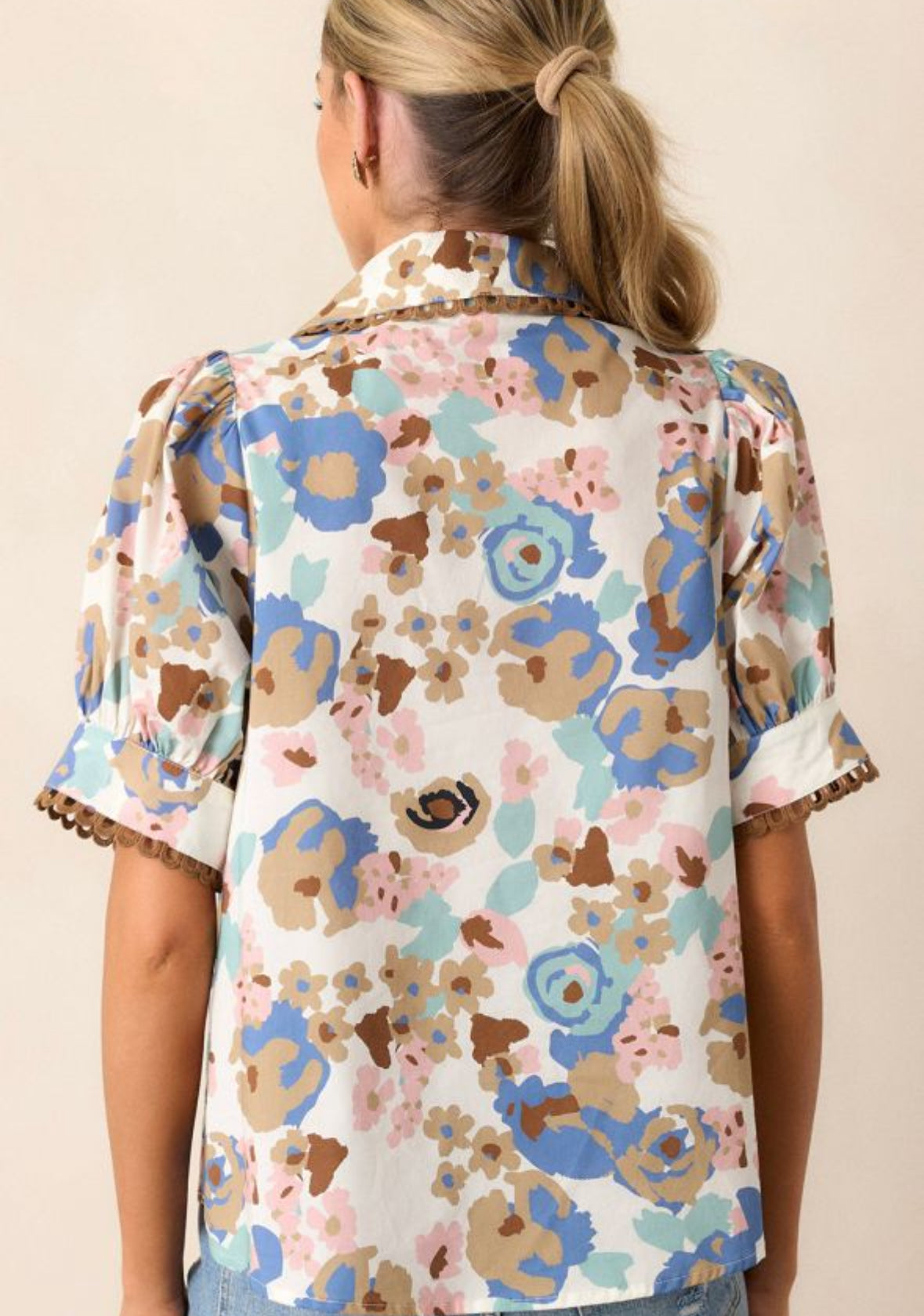 Flower Puff Sleeve Shirt