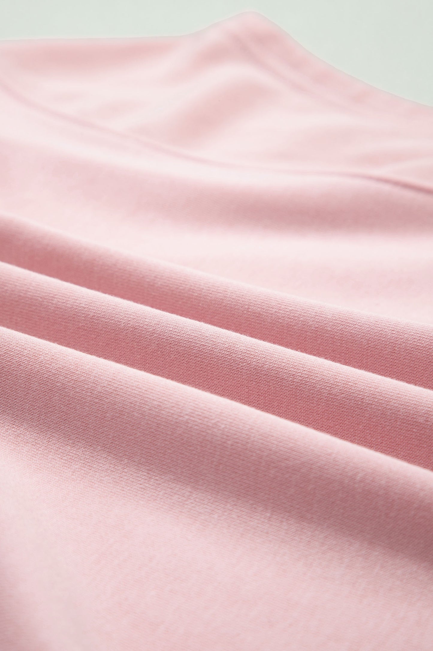 Pink Solid Color Loose Tee Drawstring Wide Leg Pant Set