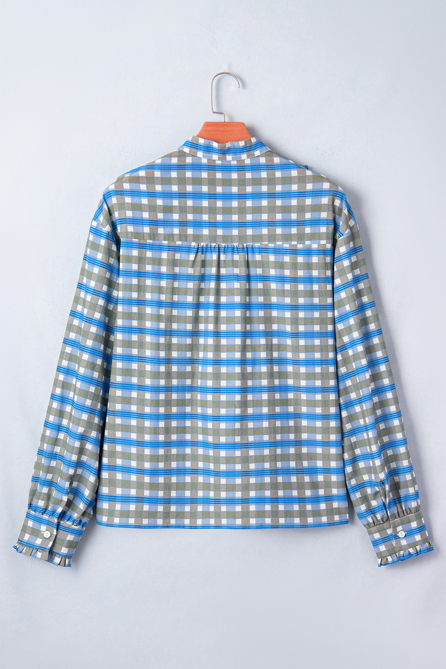 Blue Plaid Long Sleeve Top