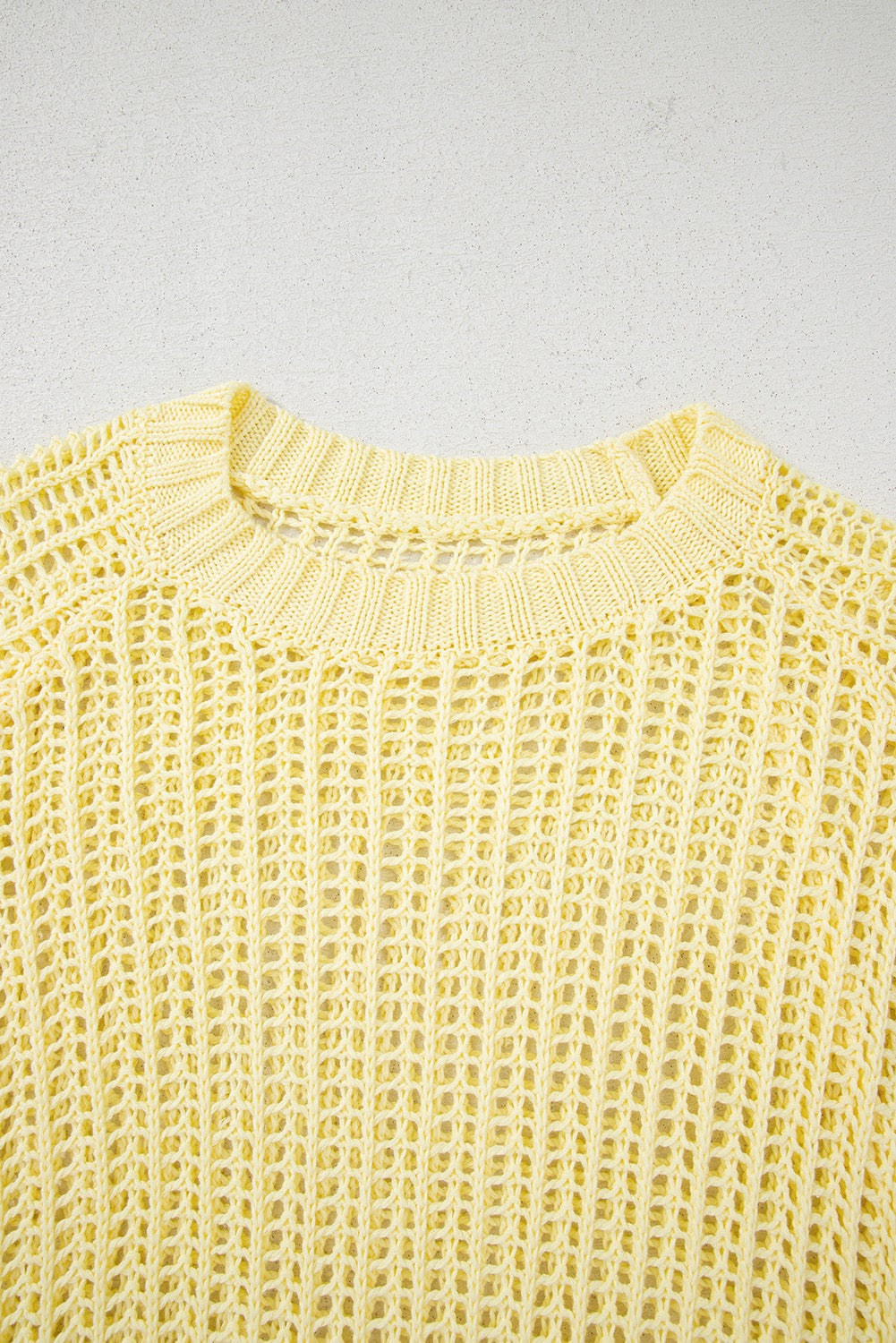 Yellow Hollow-out Crochet Side Tied Short Sleeve Sweater