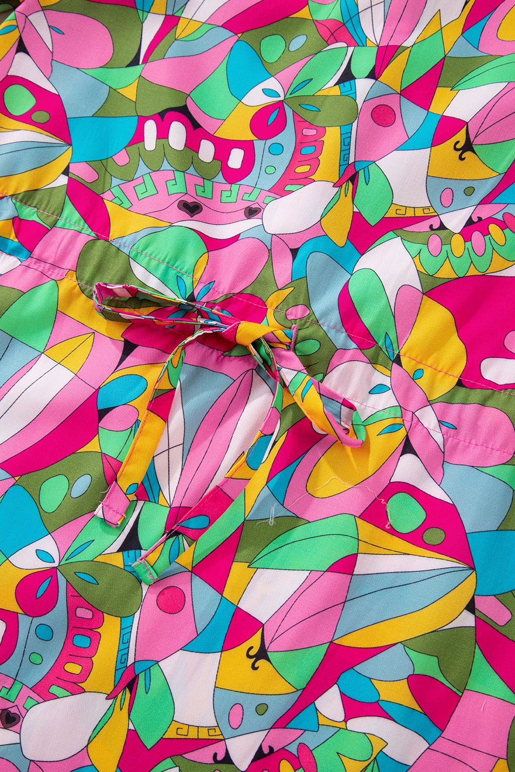 Abstract Lantern Sleeve Dress
