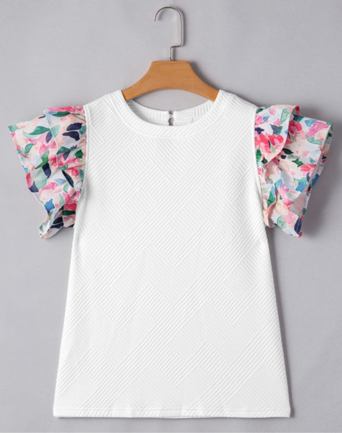 Textured Ruffle Sleeve Knit Top