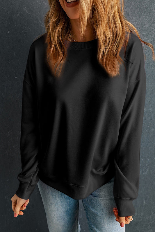 Black Basic Crewneck Sweatshirt