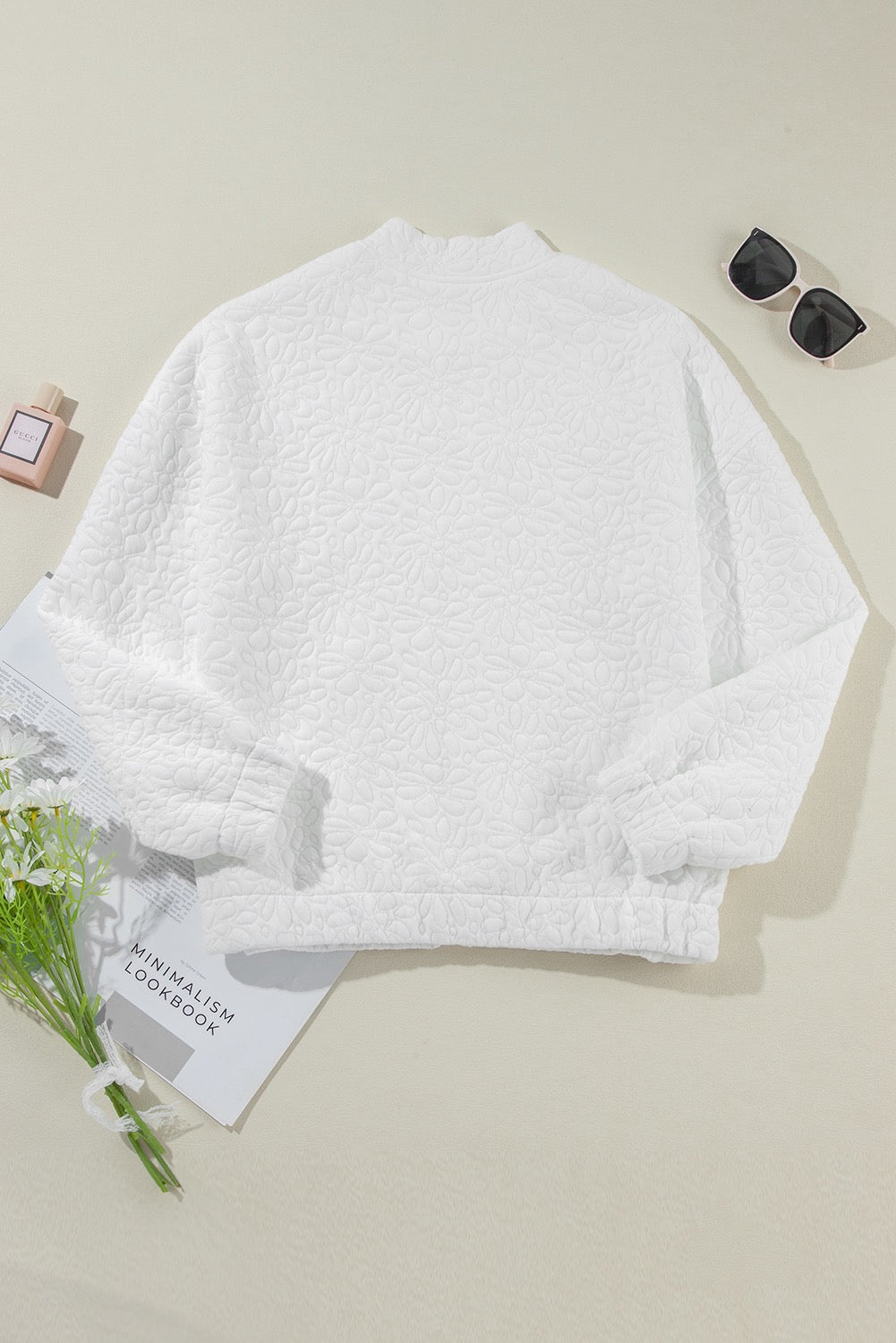 White Quilted Floral Jacket