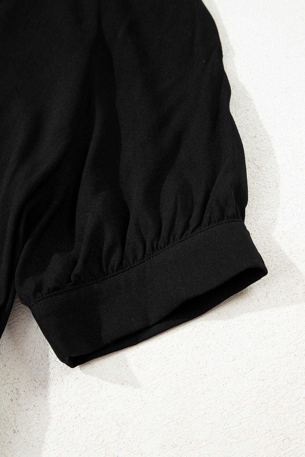 Black Hidden Buttons Short Sleeve Ruffle Tiered Long Flared Dress