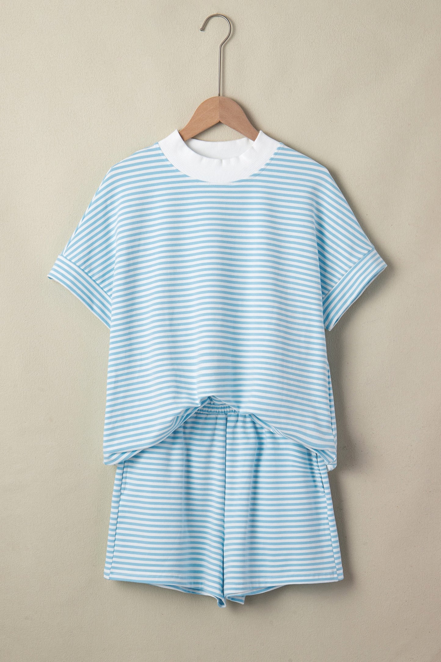 Blue Stripe Shorts Set