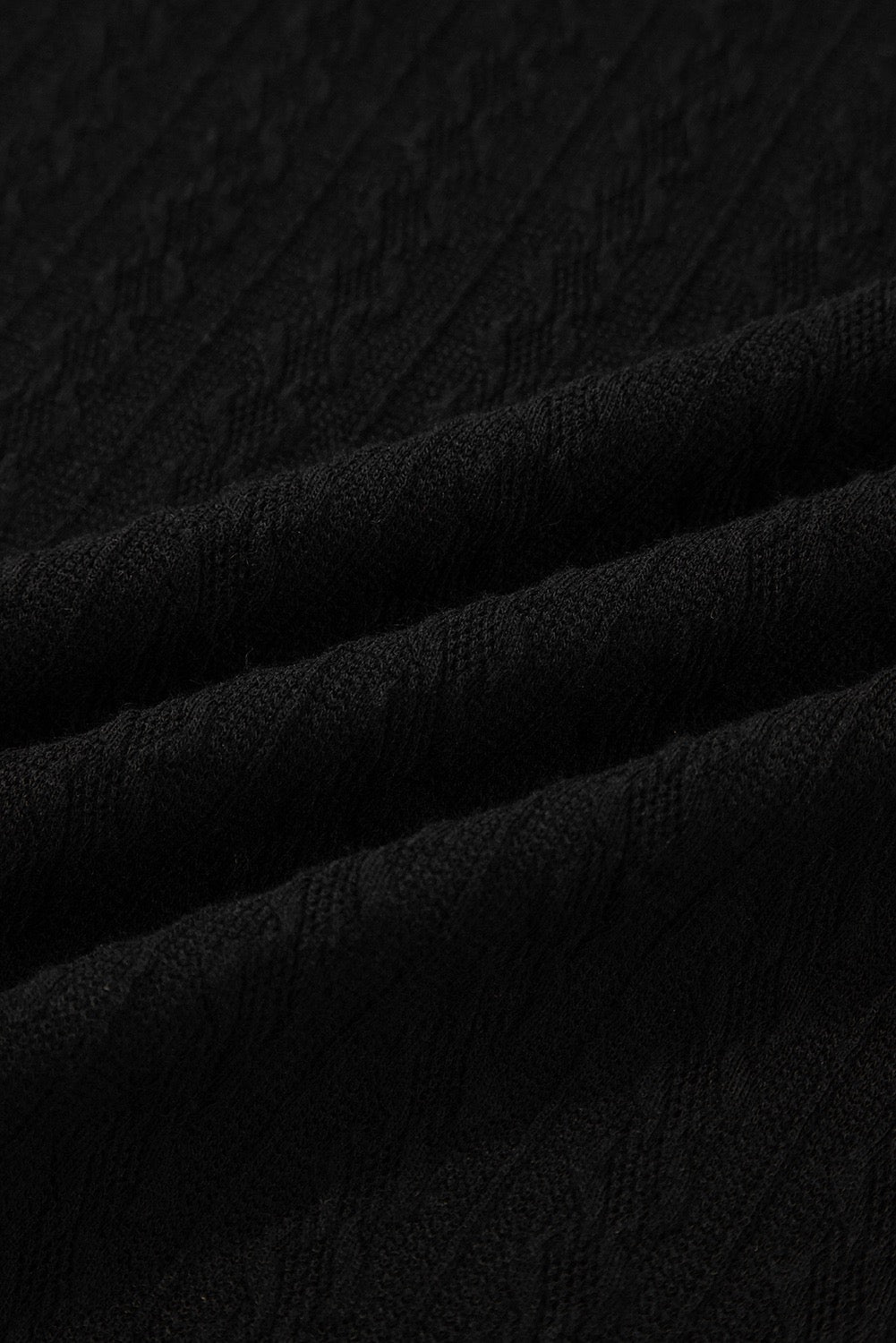 Pants Set Black Textured Chest Pocket Long Sleeve