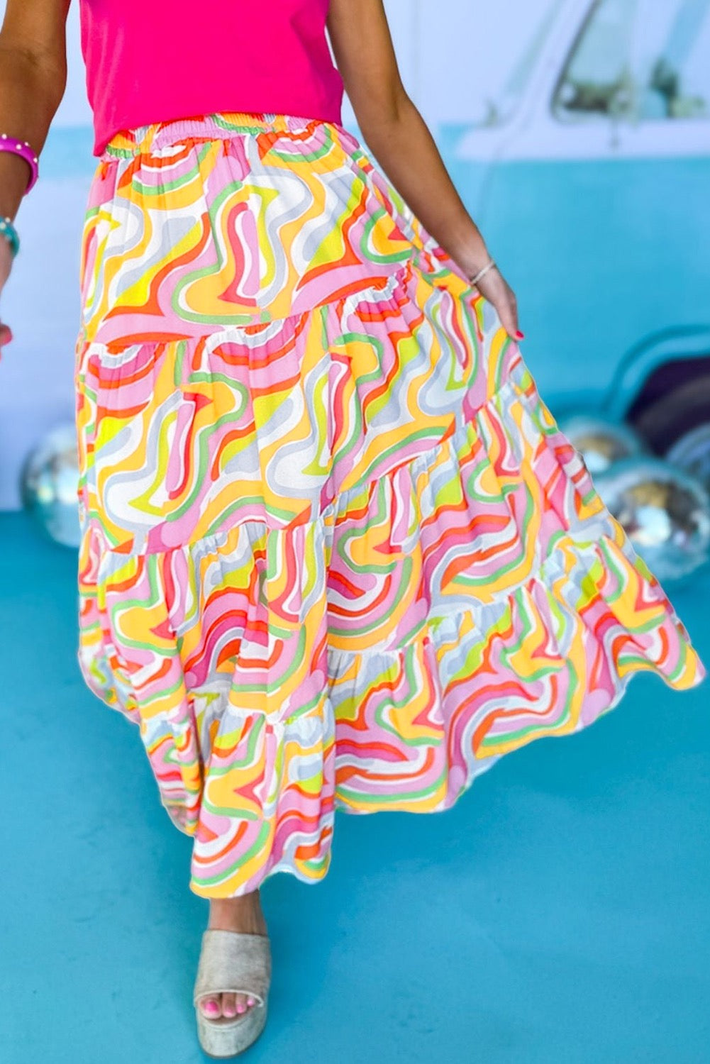 Abstract Print Maxi Skirt
