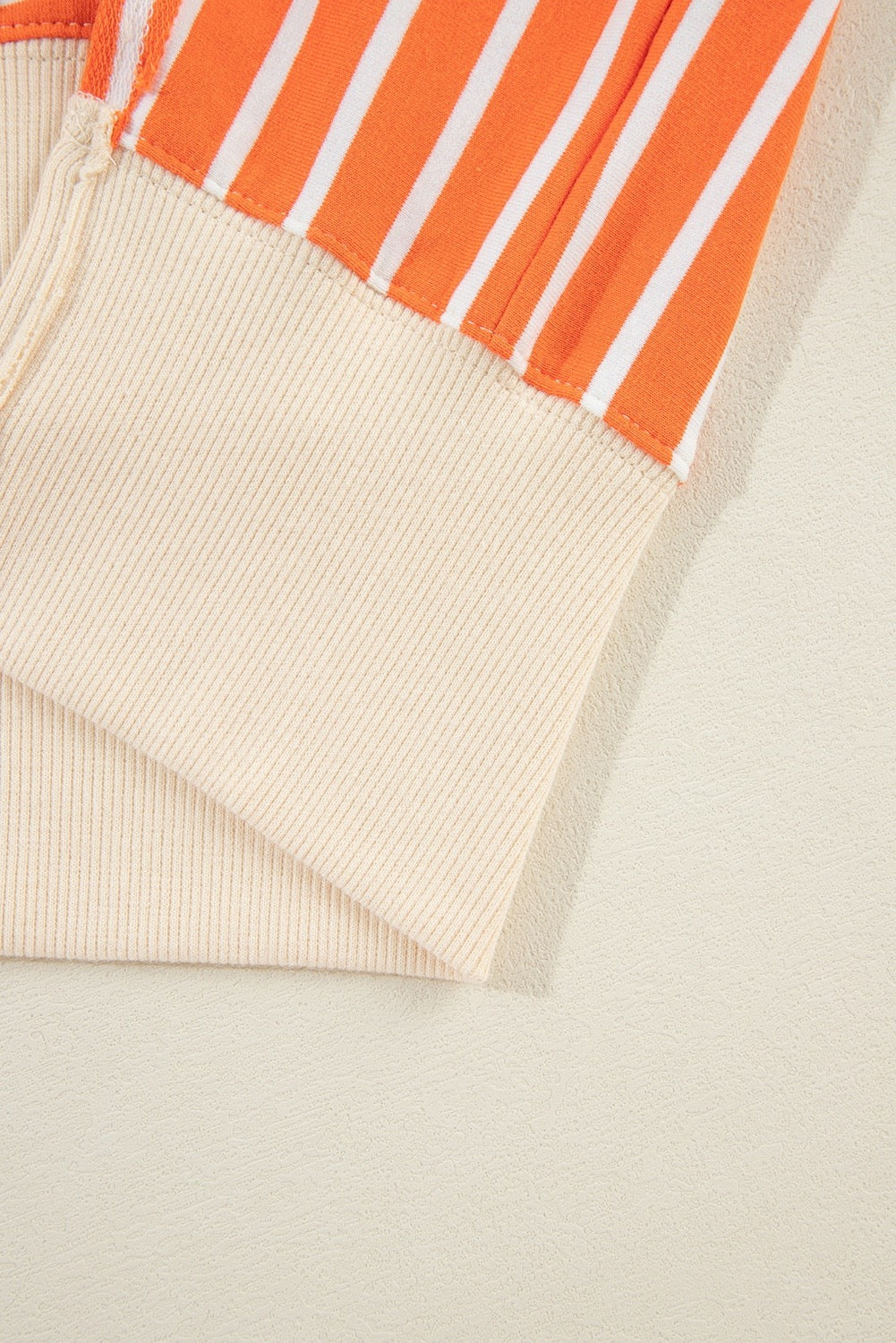 Orange Stripe Color Block Loose Fit Collared Sweatshirt