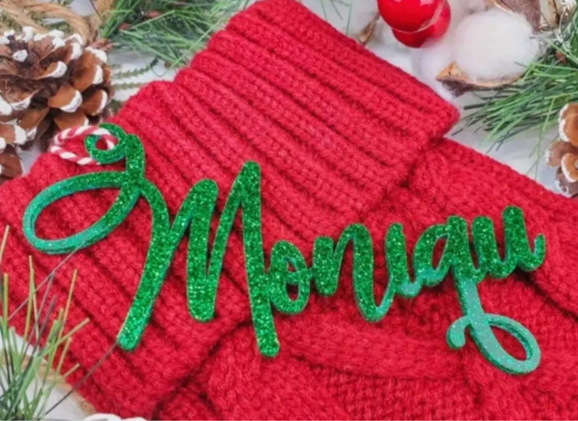 Acrylic Christmas Stocking Name Tag