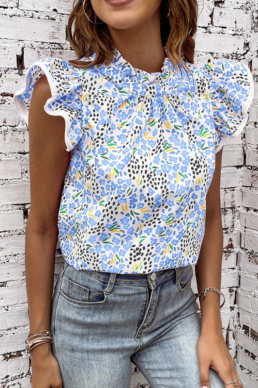 Blue Print Sleeveless Top