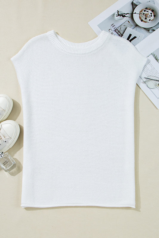 White Sweater Tee with Side Slits