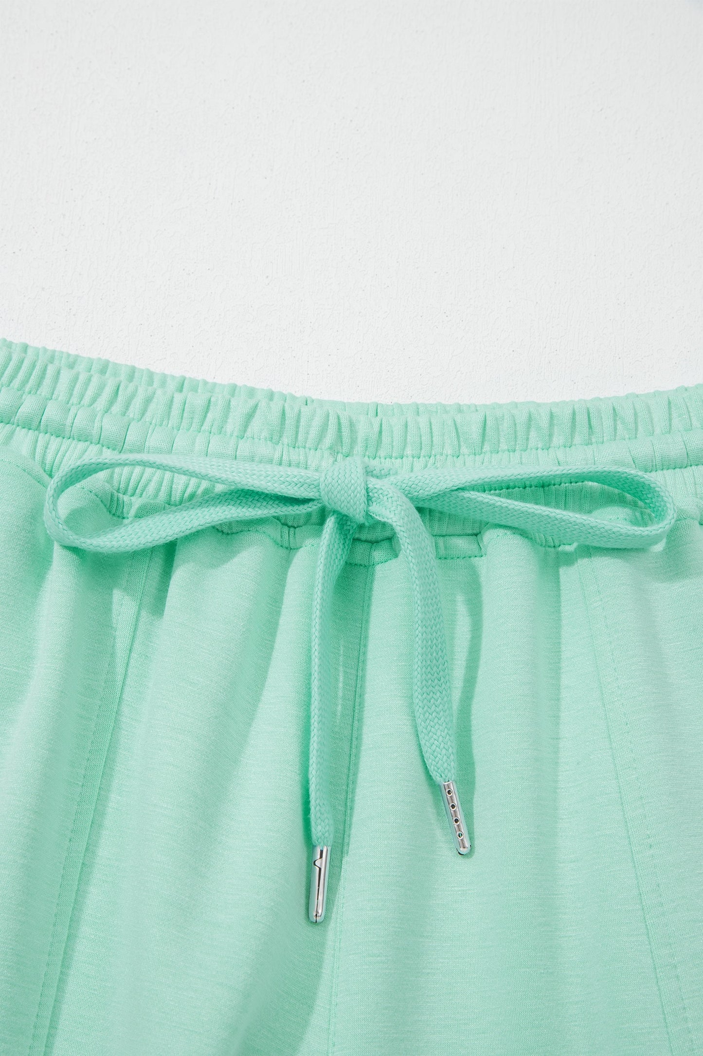 Jade Drawstring Elastic Waistband Solid Color Two Piece Casual