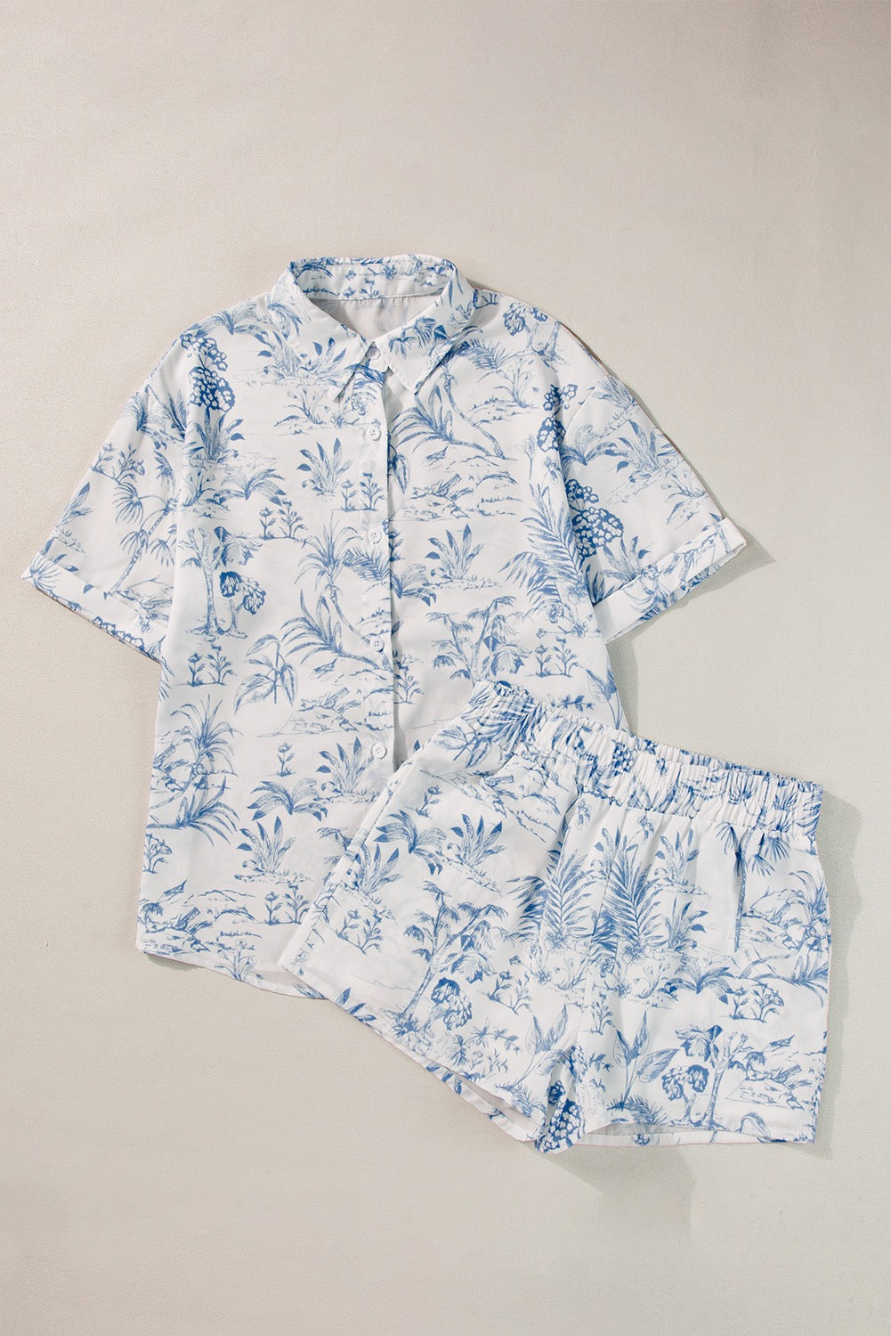 Blue Floral Shorts Pajama Set