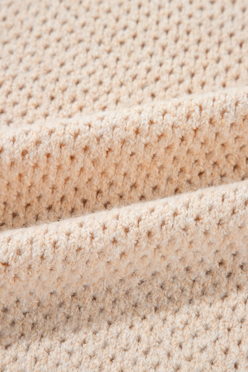 Beige Eyelet Loose Fit Sweater