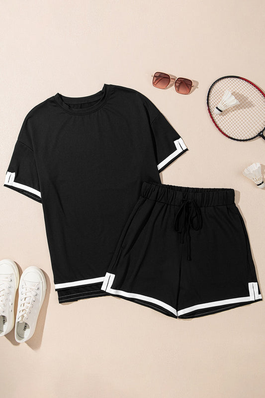 Black and White Shorts Set