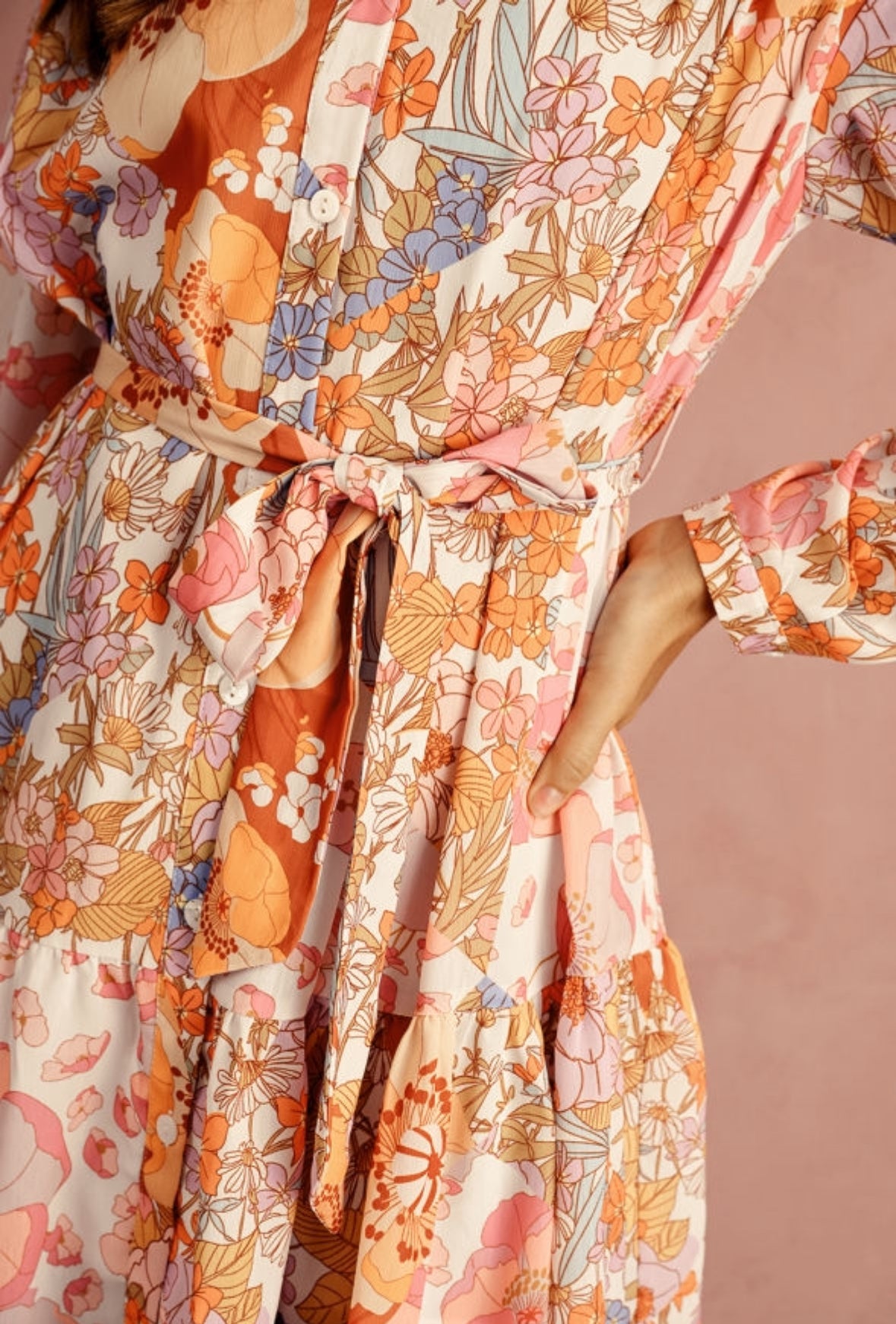 Yellow Floral Ruffle Dress