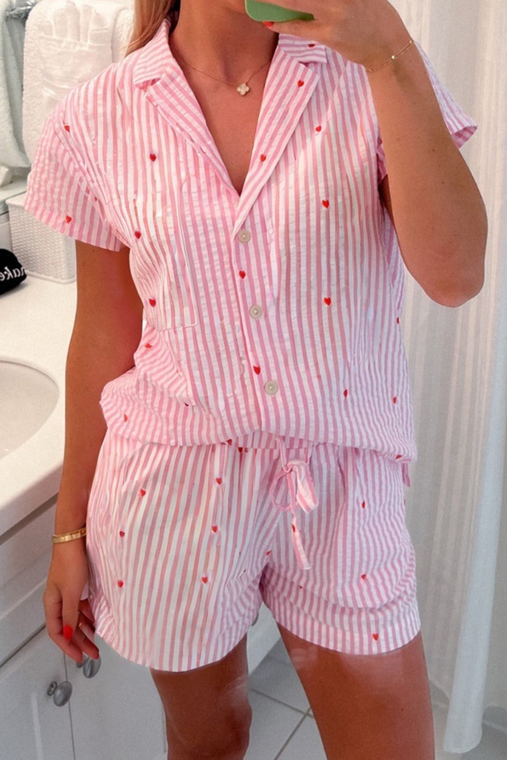 Pink Stripe Tiny Hearts PJ Set