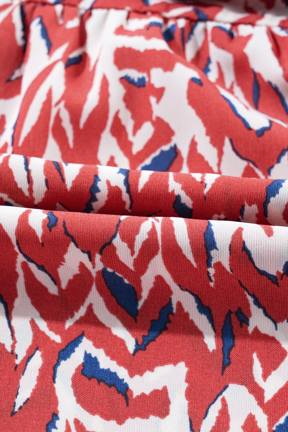 Abstract Print V Neck Maxi Dress