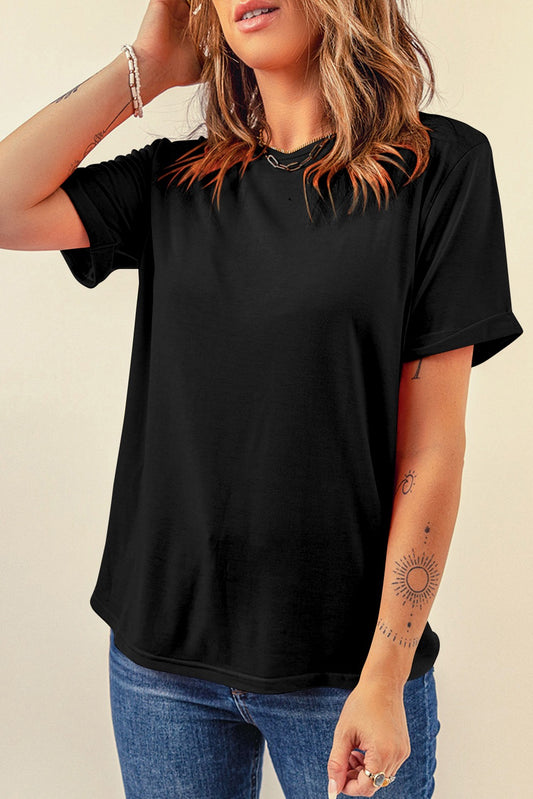 Black Crew Neck Basic Tee